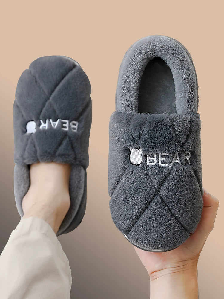 Bag Heel Fur Men's Heattech Winter Outerwear Cotton Slippers