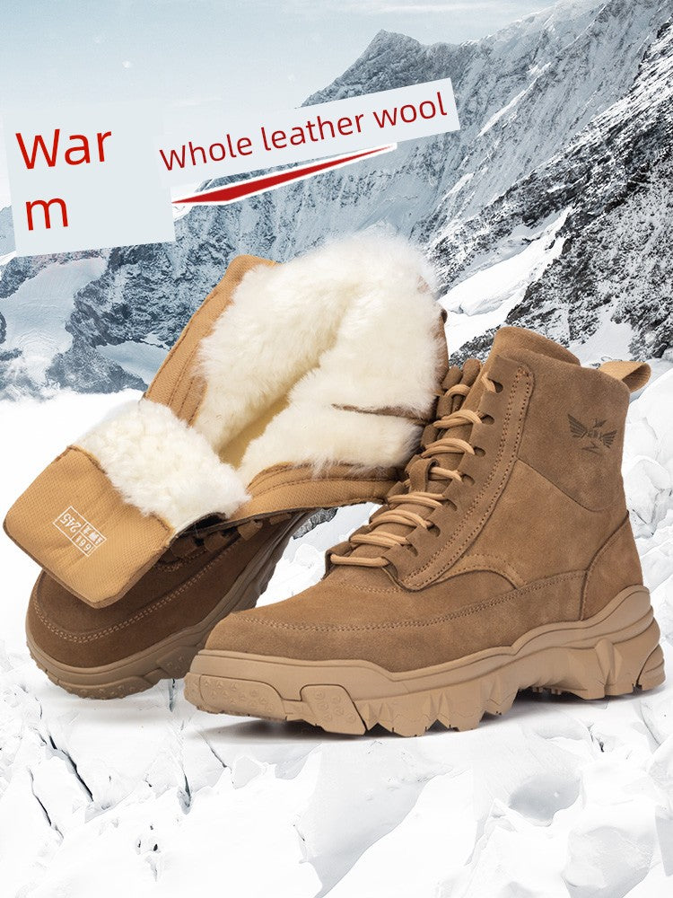 Men's Shoes Fleece-lined Thickened Winter Heattech Genuine Leather Snow Boots