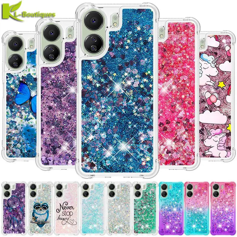 Redmi 13C Case on For Fundas Xiaomi Redmi 13C Cover Glitter Dynamic Liquid Case For Xiomi Xiaomi Redmi13C 13 C Phone Cases Etui