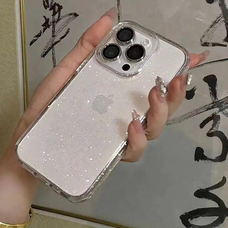 Luxury Bling Glitter Clear Case For iPhone 15 Pro max 14 plus 13 12 11 X XR XS 7 8 Plus Transprent Soft Acrylic Shockproof Cover