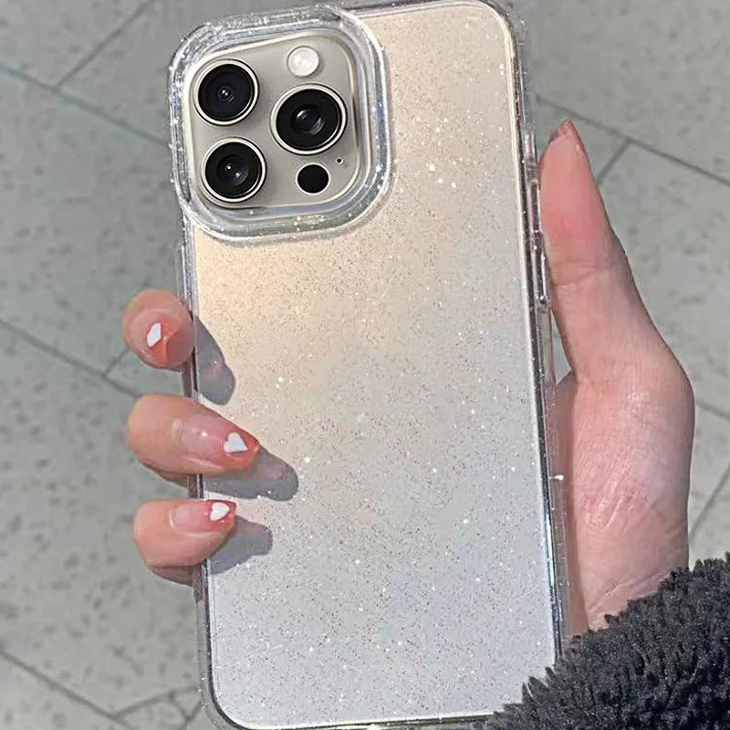 Luxury Bling Glitter Clear Case For iPhone 15 Pro max 14 plus 13 12 11 X XR XS 7 8 Plus Transprent Soft Acrylic Shockproof Cover